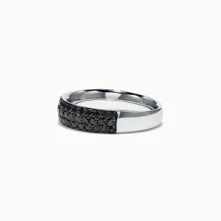 Rings|Effy Jewelry 14K White Gold Black Diamond Band Ring, 0.88 TCW