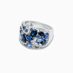 Rings|Effy Jewelry 14K White Gold Blue Sapphire and Diamond Ring, 4.01 TCW