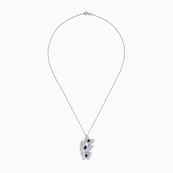 Necklaces & Pendants|Effy Jewelry 14K White Gold Blue Sapphire and Diamond Multi Butterfly Pendant