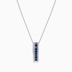 Necklaces & Pendants|Effy Jewelry 14K White Gold Blue Sapphire and Diamond Pendant, 1.20 TCW