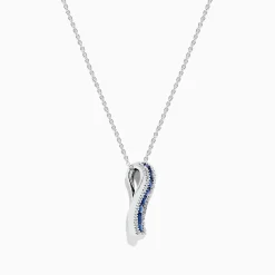 Necklaces & Pendants|Effy Jewelry 14K White Gold Blue Sapphire and Diamond Pendant, 1.20 TCW