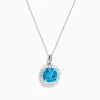Necklaces & Pendants|Effy Jewelry 14K White Gold Blue Topaz and Diamond Pendant