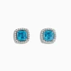 Earrings|Effy Jewelry 14K White Gold Blue Zircon and Diamond Stud Earrings