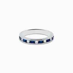 Rings|Effy Jewelry 14K White Gold Channel-Set Blue Sapphire and Diamond Band 0.71 TCW