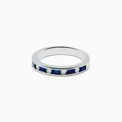 Rings|Effy Jewelry 14K White Gold Channel-Set Blue Sapphire and Diamond Band 0.71 TCW
