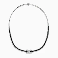 Necklaces & Pendants|Effy Jewelry 14K White Gold Diamond Black and White Diamond Necklace