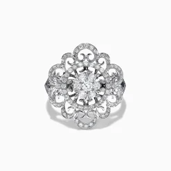 Rings|Effy Jewelry 14K White Gold Diamond Filigree Ring, 0.76 TCW