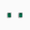 Earrings|BH Multi 14K White Gold Diamond Halo Emerald Stud Earrings, 2.15 TCW
