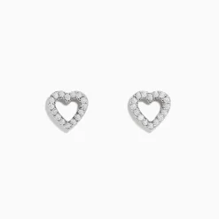 Earrings|Effy Jewelry 18K White Gold Diamond Heart Stud Earrings
