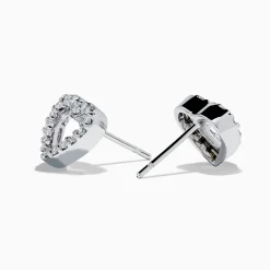 Earrings|Effy Jewelry 18K White Gold Diamond Heart Stud Earrings
