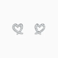 Earrings|Effy Jewelry 14K White Gold Diamond Heart Earrings