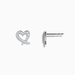 Earrings|Effy Jewelry 14K White Gold Diamond Heart Earrings