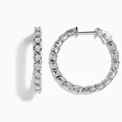 Earrings|Effy Jewelry 14K White Gold Diamond Hoop Earrings