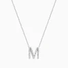 Necklaces & Pendants|Effy Jewelry 14K White Gold Diamond Initial "M" Pendant