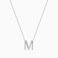 Necklaces & Pendants|Effy Jewelry 14K White Gold Diamond Initial "M" Pendant