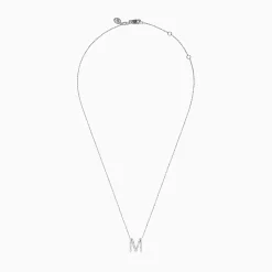 Necklaces & Pendants|Effy Jewelry 14K White Gold Diamond Initial "M" Pendant
