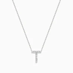 Necklaces & Pendants|Effy Jewelry 14K White Gold Diamond Initial "T" Pendant