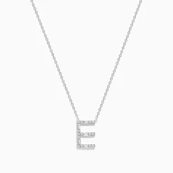 Necklaces & Pendants|Effy Jewelry 14K White Gold Diamond Initial "E" Pendant