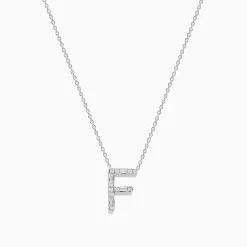 Necklaces & Pendants|Effy Jewelry 14K White Gold Diamond Initial "F" Pendant