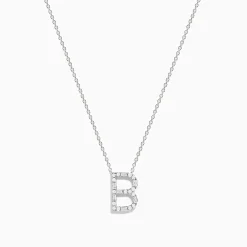 Necklaces & Pendants|Effy Jewelry 14K White Gold Diamond Initial "B" Pendant