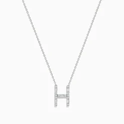 Necklaces & Pendants|Effy Jewelry 14K White Gold Diamond Initial "H" Pendant