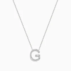 Necklaces & Pendants|Effy Jewelry 14K White Gold Diamond Initial "G" Pendant