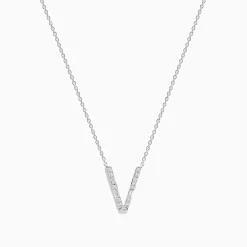 Necklaces & Pendants|Effy Jewelry 14K White Gold Diamond Initial "V" Pendant