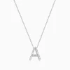 Necklaces & Pendants|Effy Jewelry 14K White Gold Diamond Initial "A" Pendant