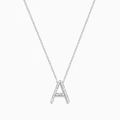 Necklaces & Pendants|Effy Jewelry 14K White Gold Diamond Initial "A" Pendant