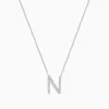 Necklaces & Pendants|Effy Jewelry 14K White Gold Diamond Initial "N" Pendant