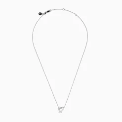 Necklaces & Pendants|Effy Jewelry 14K White Gold Diamond Open Heart Necklace