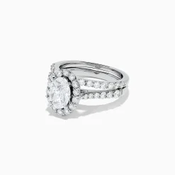 Rings|GSJ 14K White Gold Diamond Ring and Matching Band Set, 2.00 TCW