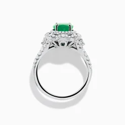 Rings|Effy Jewelry 18K White Gold Emerald and Diamond Ring