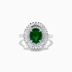 Rings|Effy Jewelry 14K White Gold Emerald and Diamond Ring