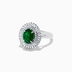 Rings|Effy Jewelry 14K White Gold Emerald and Diamond Ring