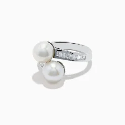 Rings|Effy Jewelry 14K White Gold Fresh Water Pearl and Diamond Ring