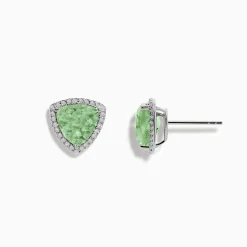 Earrings|Effy Jewelry 14K White Gold Green Amethyst and Diamond Earrings