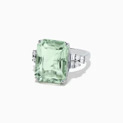 Rings|BH Multi 14K White Gold Green Amethyst and Diamond Cocktail Ring, 11.94 TCW