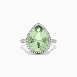 Rings|BH Multi 14K White Gold Green Amethyst and Diamond Ring, 7.37 TCW