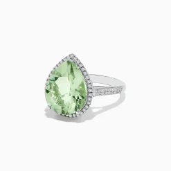 Rings|BH Multi 14K White Gold Green Amethyst and Diamond Ring, 7.37 TCW