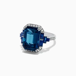 Rings|BH Multi 14K White Gold London Blue Topaz and Diamond Ring, 9.47 TCW