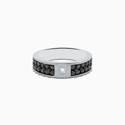 Mens|Effy Jewelry 14K White Gold Men's Black and White Diamond Ring, 1.15 TCW