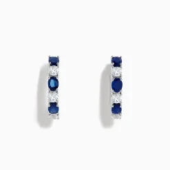 Earrings|BH Multi 14K White Gold Multi Sapphire Hoop Earrings