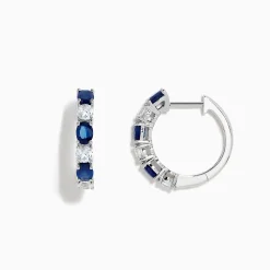 Earrings|BH Multi 14K White Gold Multi Sapphire Hoop Earrings