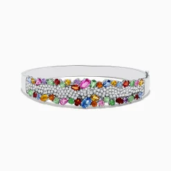 Bracelets|Effy Jewelry 14K White Gold Multi Sapphire and Diamond Bangle
