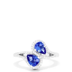 Rings|Effy Jewelry 14K White Gold Pear Cut Tanzanite and Diamond Ring, 0.74 TCW
