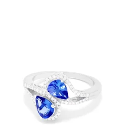 Rings|Effy Jewelry 14K White Gold Pear Cut Tanzanite and Diamond Ring, 0.74 TCW
