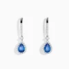 Earrings|Effy Jewelry 14K White Gold Pear Shape Blue Sapphire and Diamond Drop Earrings