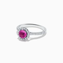 Rings|Effy Jewelry 14K White Gold Pink Sapphire and Diamond Ring