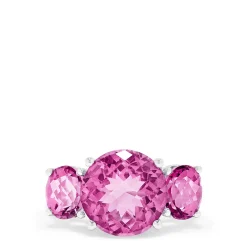 Rings|Effy Jewelry 14K White Gold Pink Topaz Three Stone Ring, 8.00 TCW